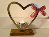 Silver Heart tea light candle holder