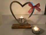 Silver Heart tea light candle holder