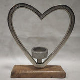 Silver Heart tea light candle holder