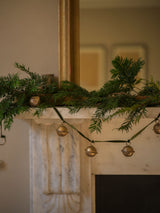 Brass Jingle Bell Garland on Velvet Ribbon