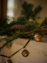 Brass Jingle Bell Garland on Velvet Ribbon