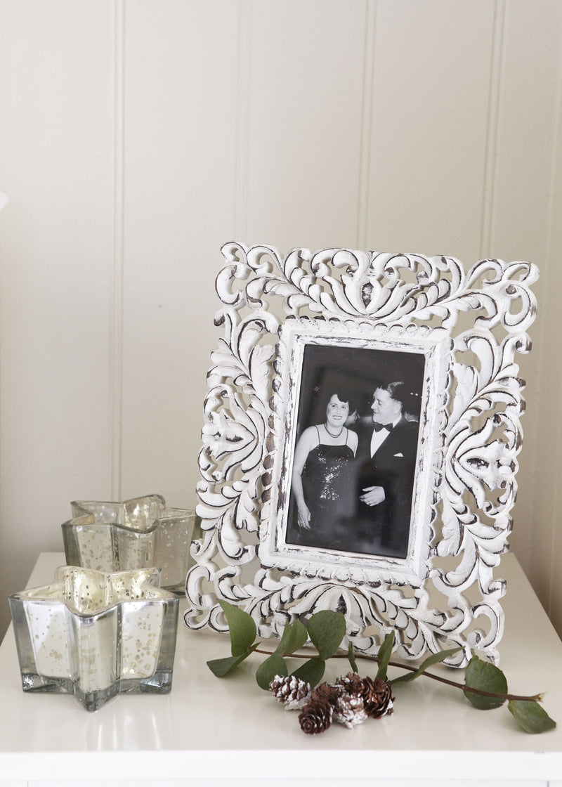 Decorative white photo frame - large
