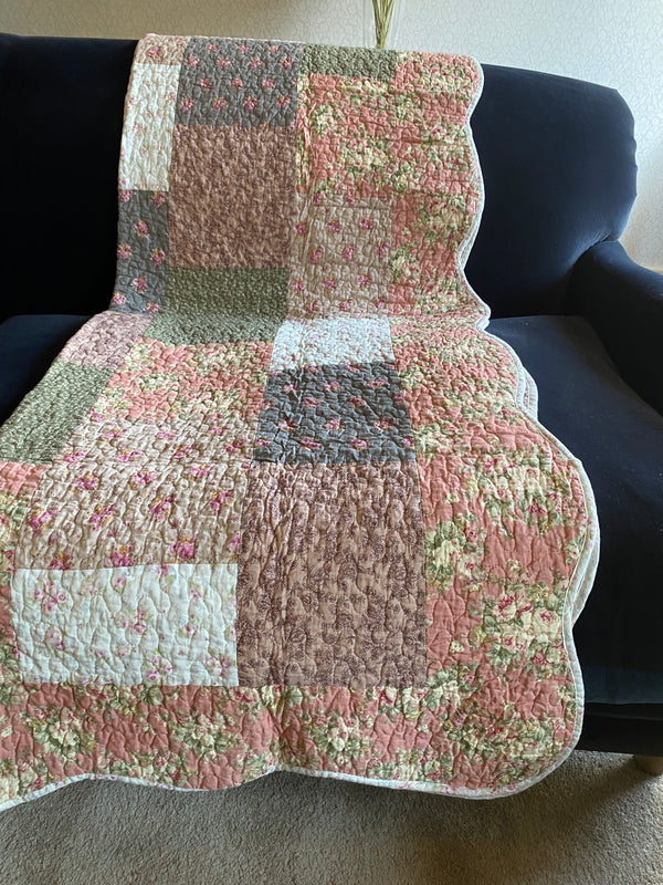 Dusky Rose Quilted Throw