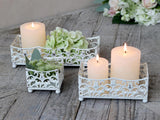 Rustic White Metal Lace Trays