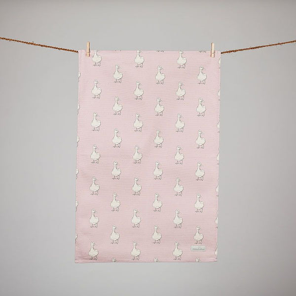 Duck on Pink Tea Towel